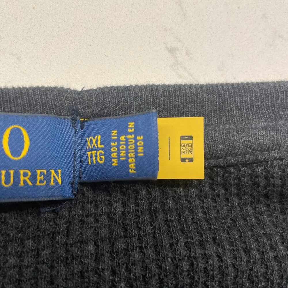 Polo Ralph Lauren Charcoal Gray Waffle Knit Long-Sleeve, Crew Neck Shirt,‎ XXL